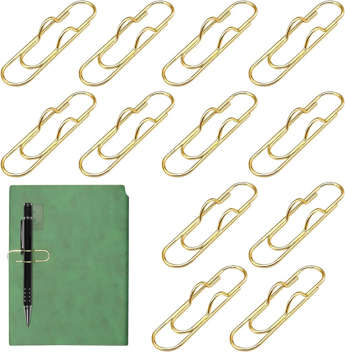 Multifunctionele metalen penclips voor notitieboek, handige penhouder, paperclip en bladwijzer - 12 stuks