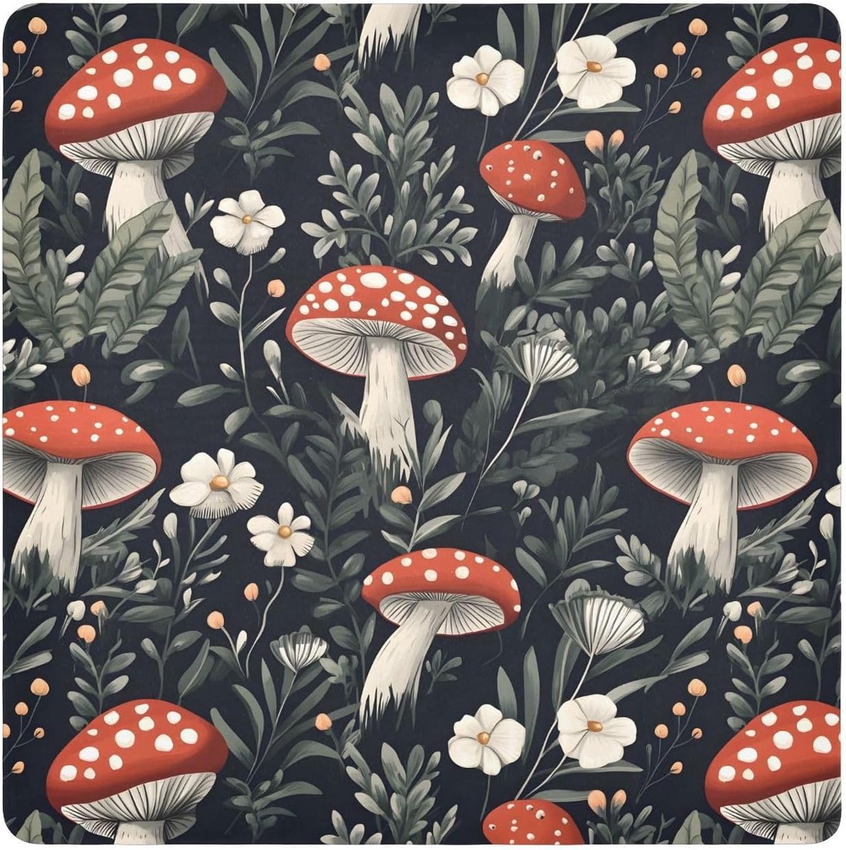 Zelfklevende Wrap - Beschermhoes - Veilige Opslag - Wasbaar en Strijkbaar - 55x55 cm - Vintage Paddestoel Zwart
