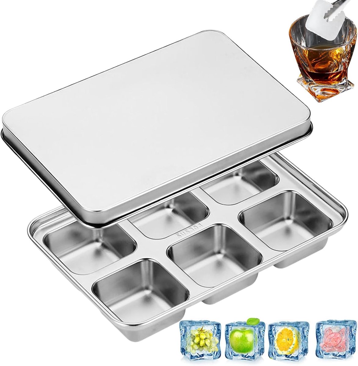 Metalen IJsschaal - IJsblokjes Maker - Dranken Koelen - Langzaam Smeltend IJs - 20 x 15 x 6 cm - Zilverkleurig
