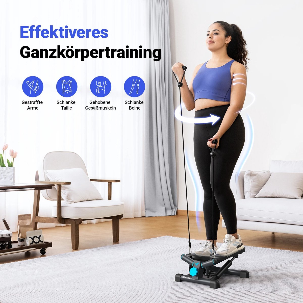 QJ Supply - Mini Stepper - Twist Stepper - Hydraulische Trainer - Weerstandsbanden - Cardio Training - Thuisfitness - Zwart