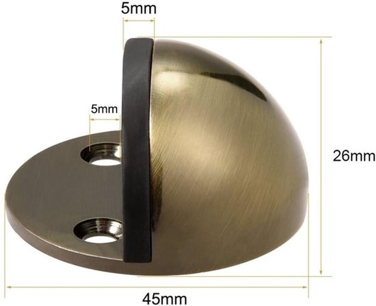 Vloerdeurstopper Roestvrij Staal - Deurbuffer - Deurstoppers voor Binnen - Deurvastzetter - Zelfklevend - Rubber Bumper 24 mm Hoog - Deurstopper