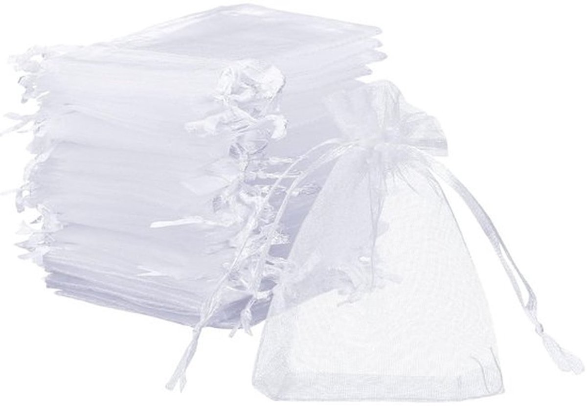 Organza Zakjes 120 Stuks - Witte Zakjes - 7 x 9 cm - Cadeauzakjes - Lichtgewicht - Robuust Materiaal