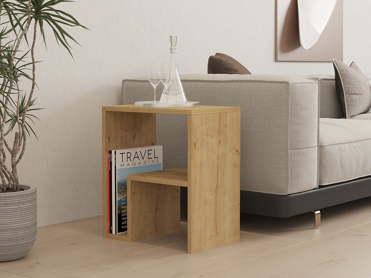 Asir - Bijzettafel - Saffiereiken - 52 x 30 x 45 cm