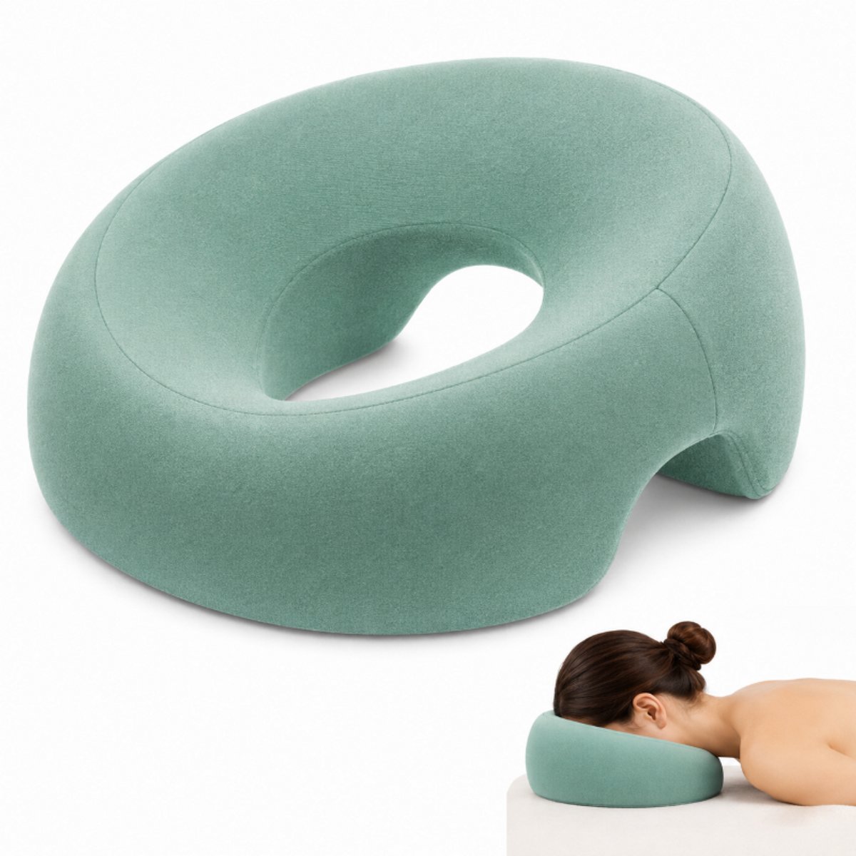 Gezichtskussen Voor Massage - Massagekussen - Traagschuim Gezichtskussen - Hoofdsteun - Kussen Met Gat - U-Vormig Dutje - Hoofdsteun Massagetafel - Massagekussen Voor Kind En Volwassenen - Voor Schoonheidsbehandelingen - Voor Massagetafels -groente
