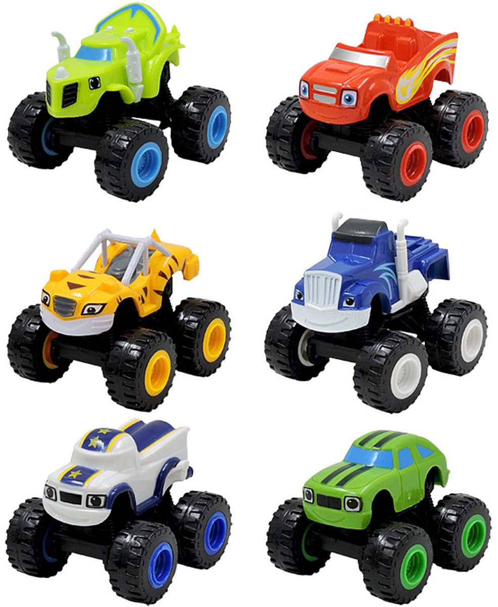 6 stuks monster machine speelgoedautos - Mini machine speelgoed truckset - Machine speelgoed step - Geen batterijen nodig - Geschikt voor kinderen van 3-6 jaar