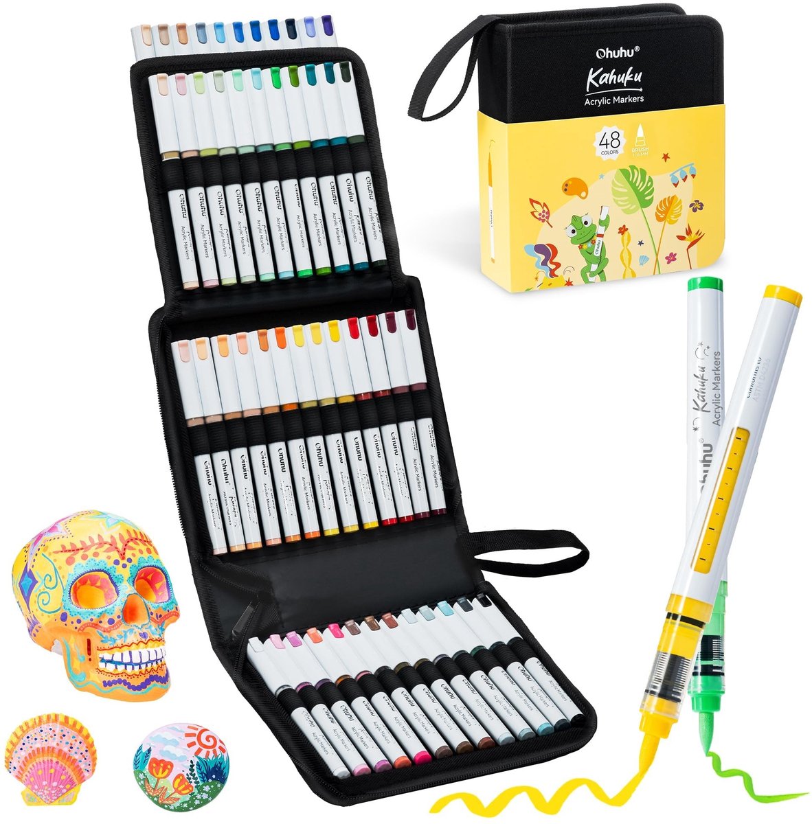 Solidchoice - 48 Kleurige Acryl Verf Markers met Automatische Inktcontrole