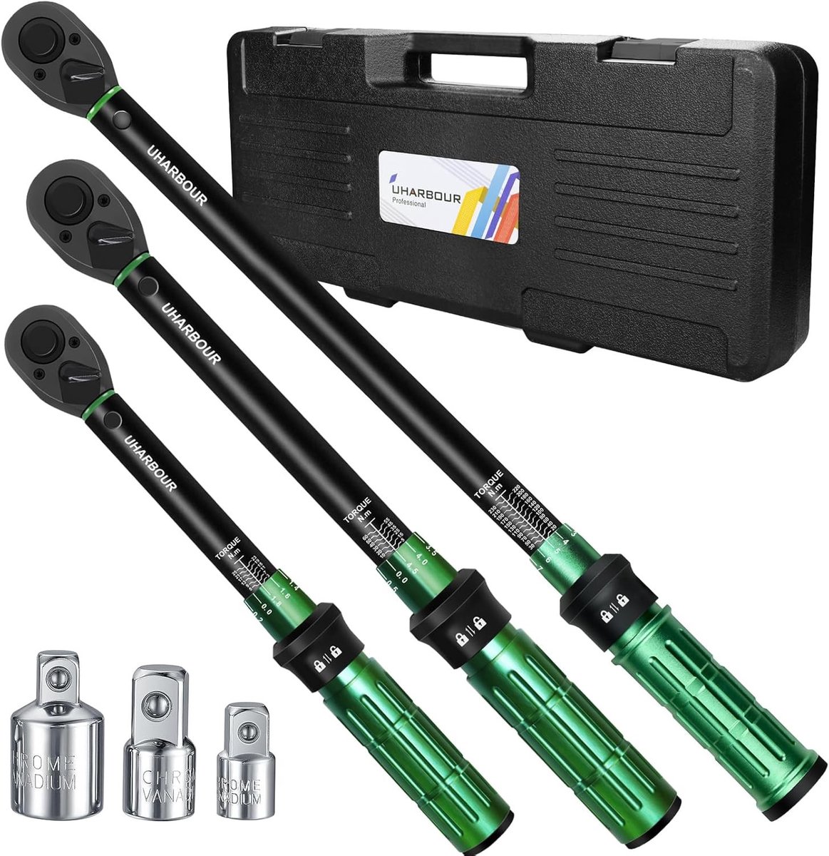 Momentsleutel voor auto - Set 3-25 Nm, 5-60 Nm, 20-230 Nm - Koppelsleutelset met 3 Adapters - Voor Auto, Motorfiets en Fiets