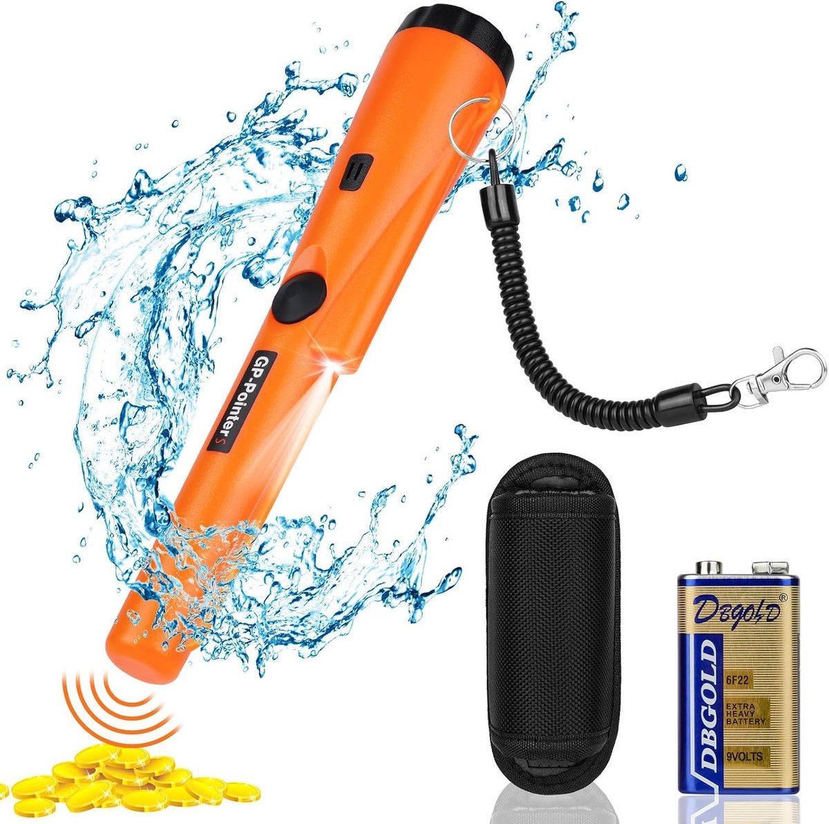 Diamanttester - Oranje - 1 x 1 x 1 cm - Waterdichte Metaaldetector met 9V Batterij - Voor Hobby en Professioneel Gebruik