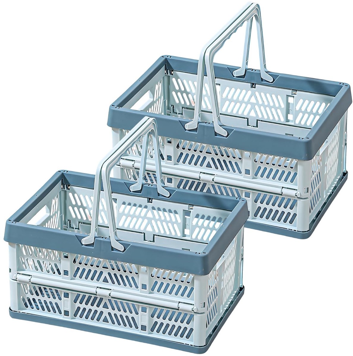 Solidchoice - Set van 2 Kleine Vouwboxen van Kunststof met Handvat en Waterdicht Ontwerp