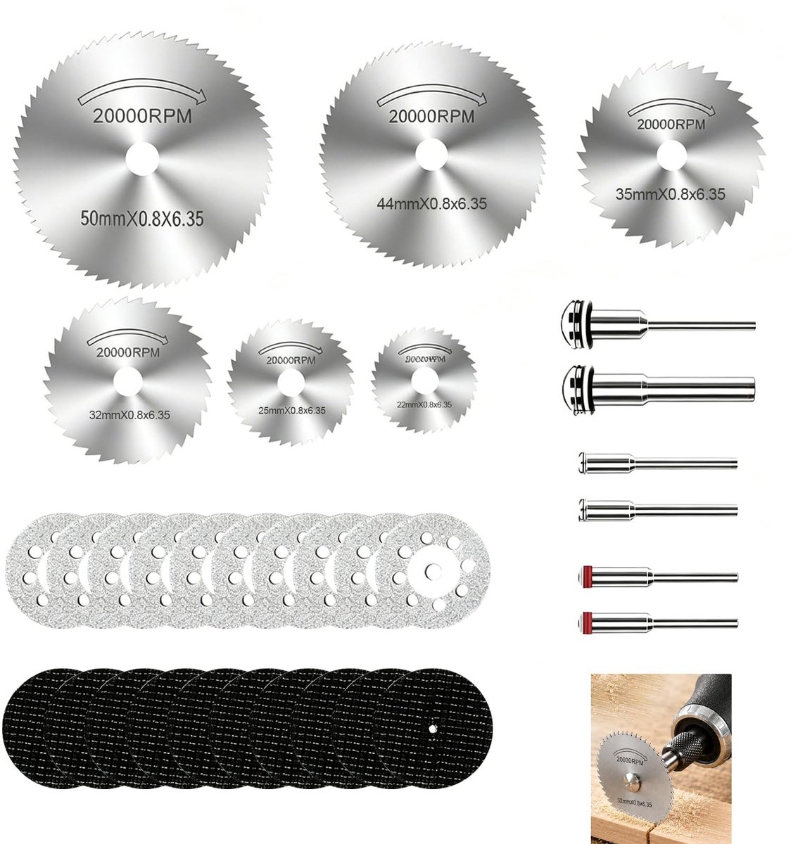 Solidchoice - 32-Delige Mini Diamantschijfset voor Roterend Gereedschap