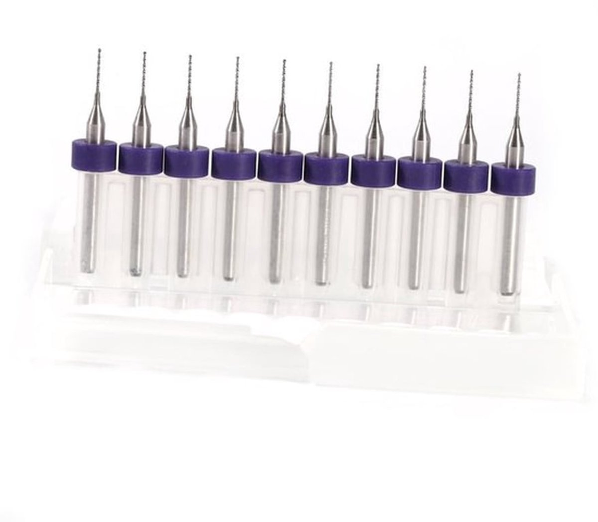 Micro Boren 10 Stuks - HSS/Hardmetaal - Spiraal Fluit - Geschikt voor PCB's - Gebruiksvriendelijke Koffer - Snijkantdiameter 0,5 mm - Boorbits