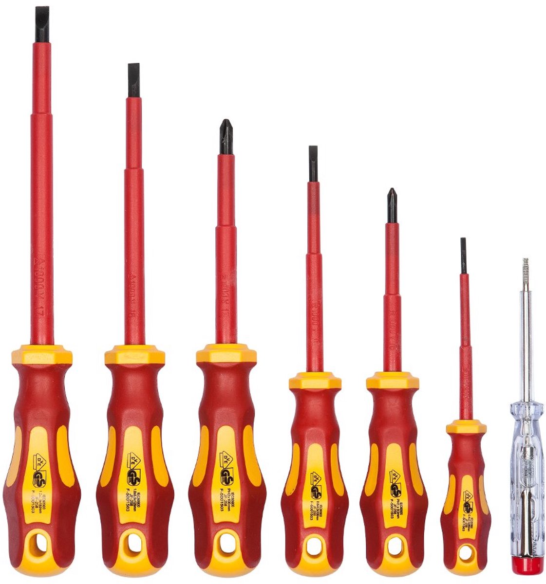 Famanu – schroevendraaier set van 7 delen, inclusief spanningzoeker, sleuf en PH, getest, ideaal voor elektriciens en doe-het-zelvers