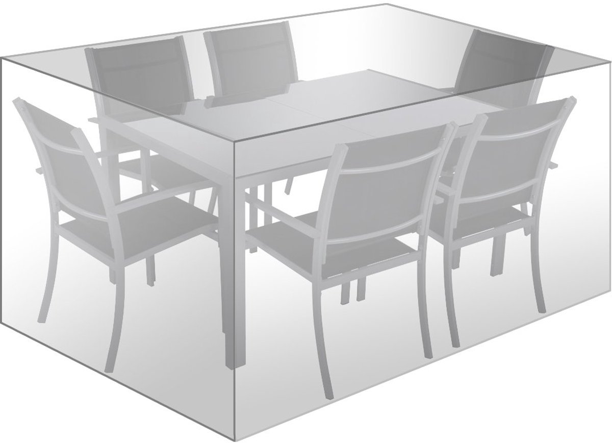 Famanu – Scheurvaste beschermhoes voor tuinmeubelen, waterdichte hoes 242 x 162 x 100 cm, transparant