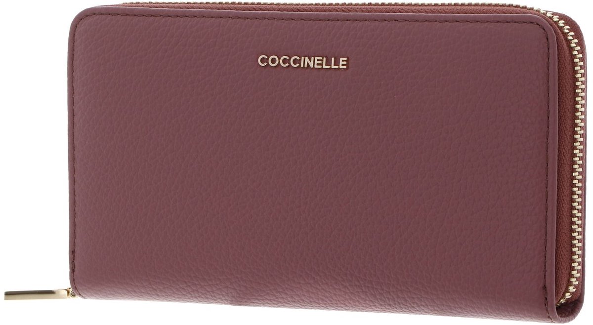 COCCINELLE Leren portemonnee Metallic Soft Wallet Grained Leather Winter Rose mauve