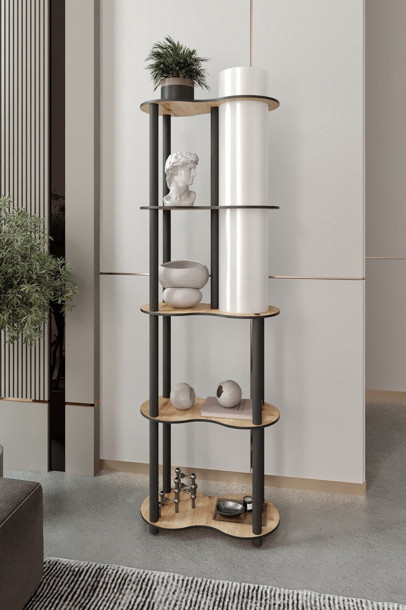 Asir - Vloerlamp - Walnoot - 17 x 17 x 82 cm