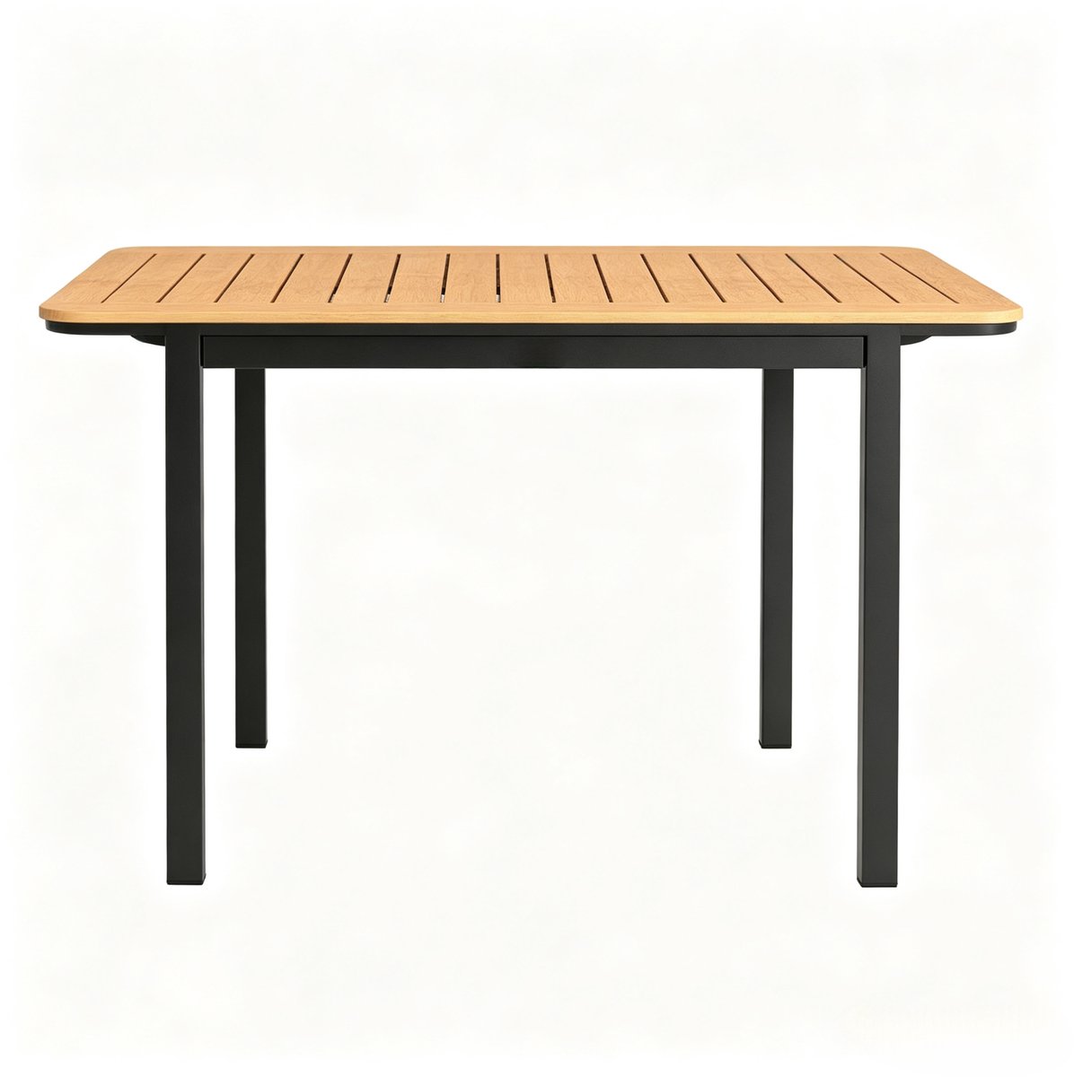 Outdoor rechthoekige eettafel - meerdere personen - houten bureaublad - metalen stand - waterbestendig - bruin