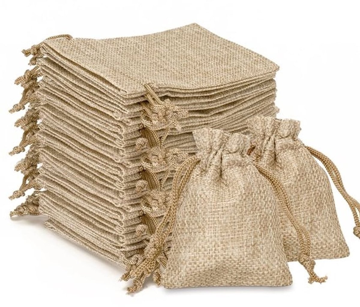 Linnen Trekkoord Zakken - Jute Cadeauzakken - Handig Formaat - Vintage Feesttassen - Perfect voor Kunst en Ambachten