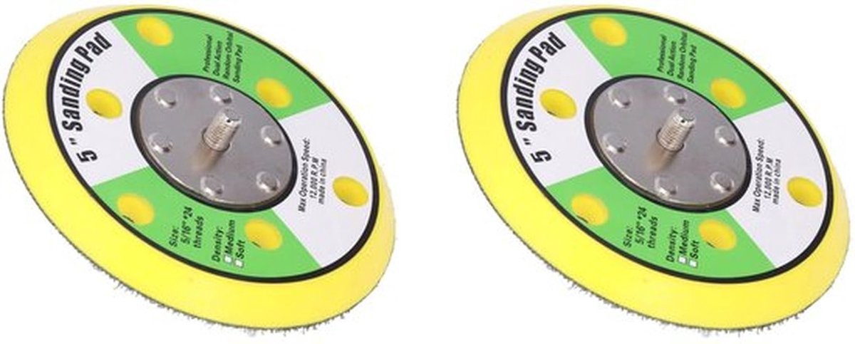 Schuurpad 5 Inch - Schuurpad/Polijstpad - PU Achterkant - 5/16-24 Draad - 12000 RPM - Set van 2 - Schuurdiscs