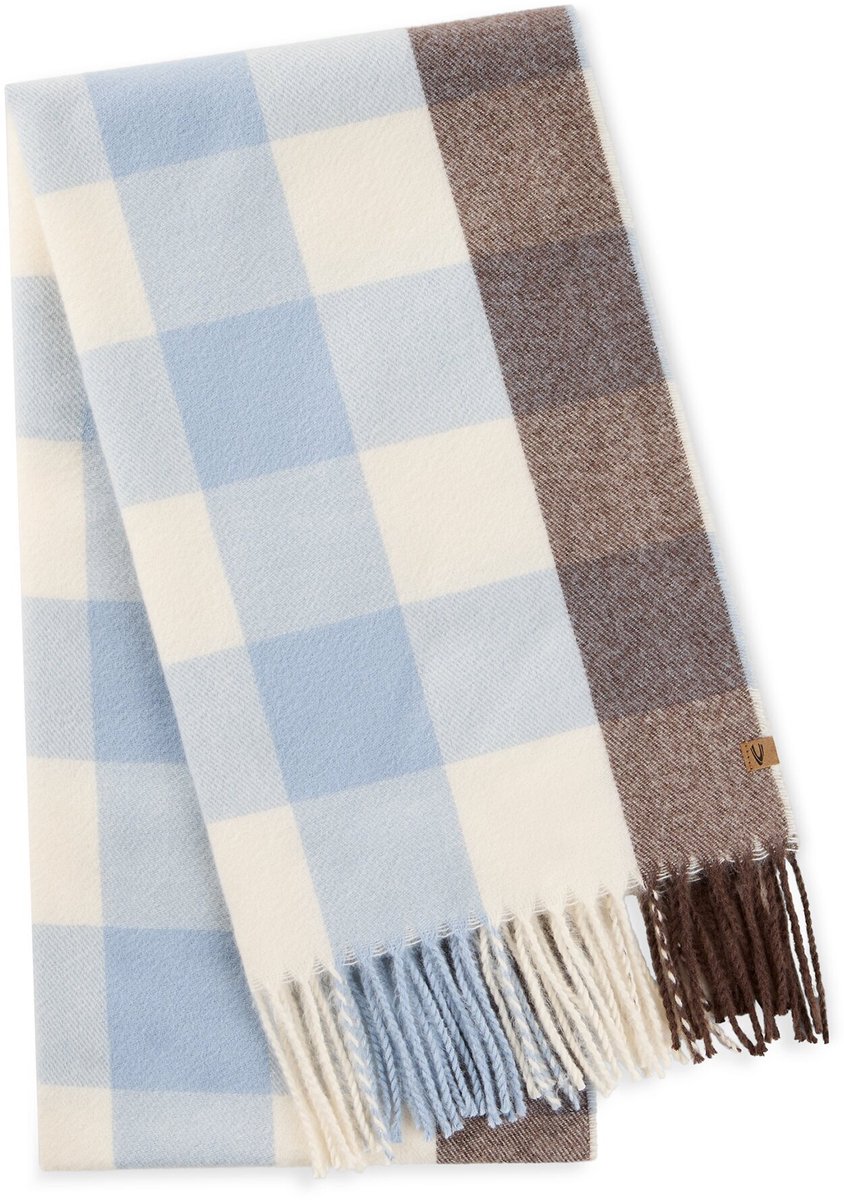 camel active Zachte sjaal met ruitjespatroon - Maat womenswear-OS - Lichtblauw