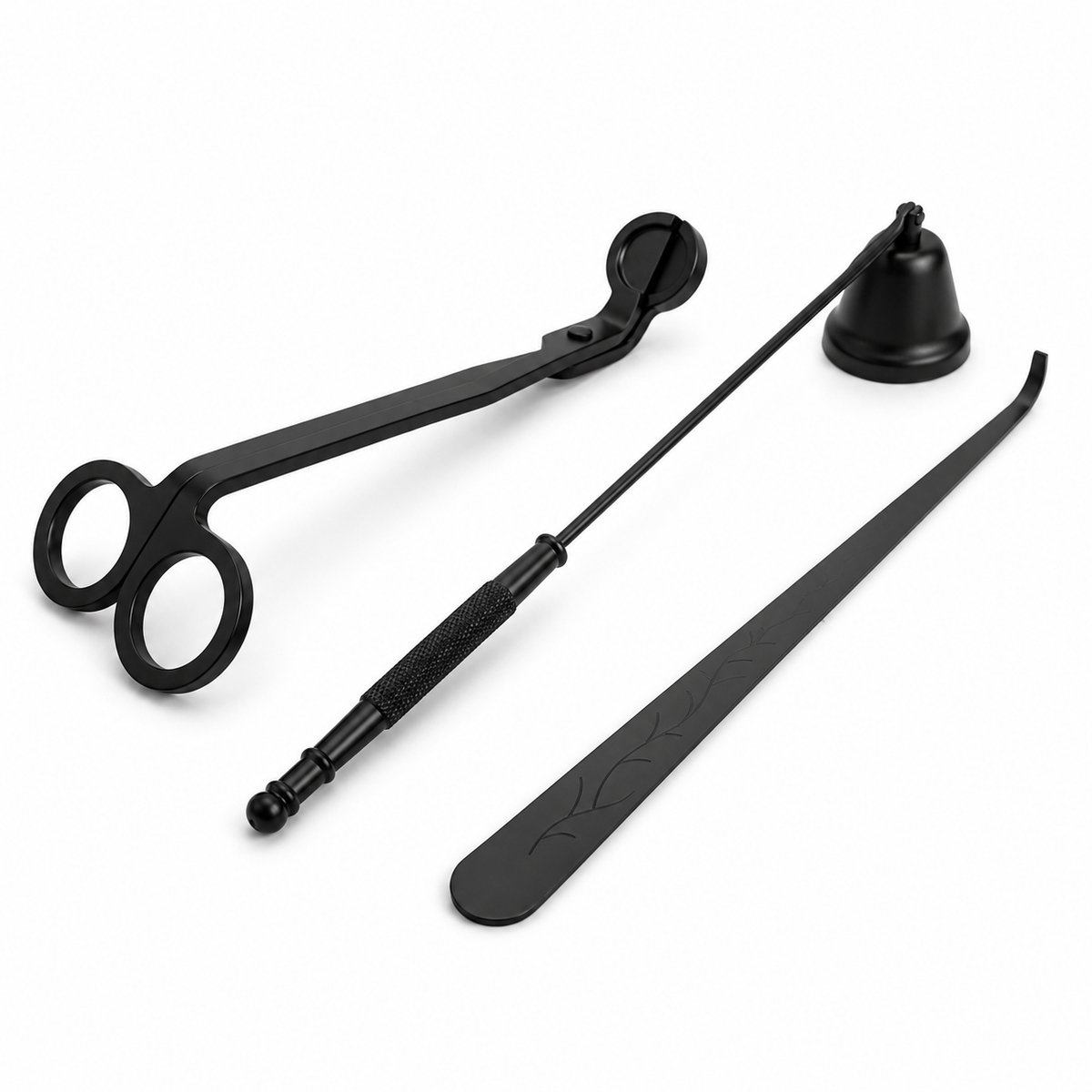 ZoeZo Kaarsendover Set 3-delig - RVS Kaarsdover - Candle Snuffer - Wick Trimmer - Wick Dipper - Kaarsen Accessoires - Zwart