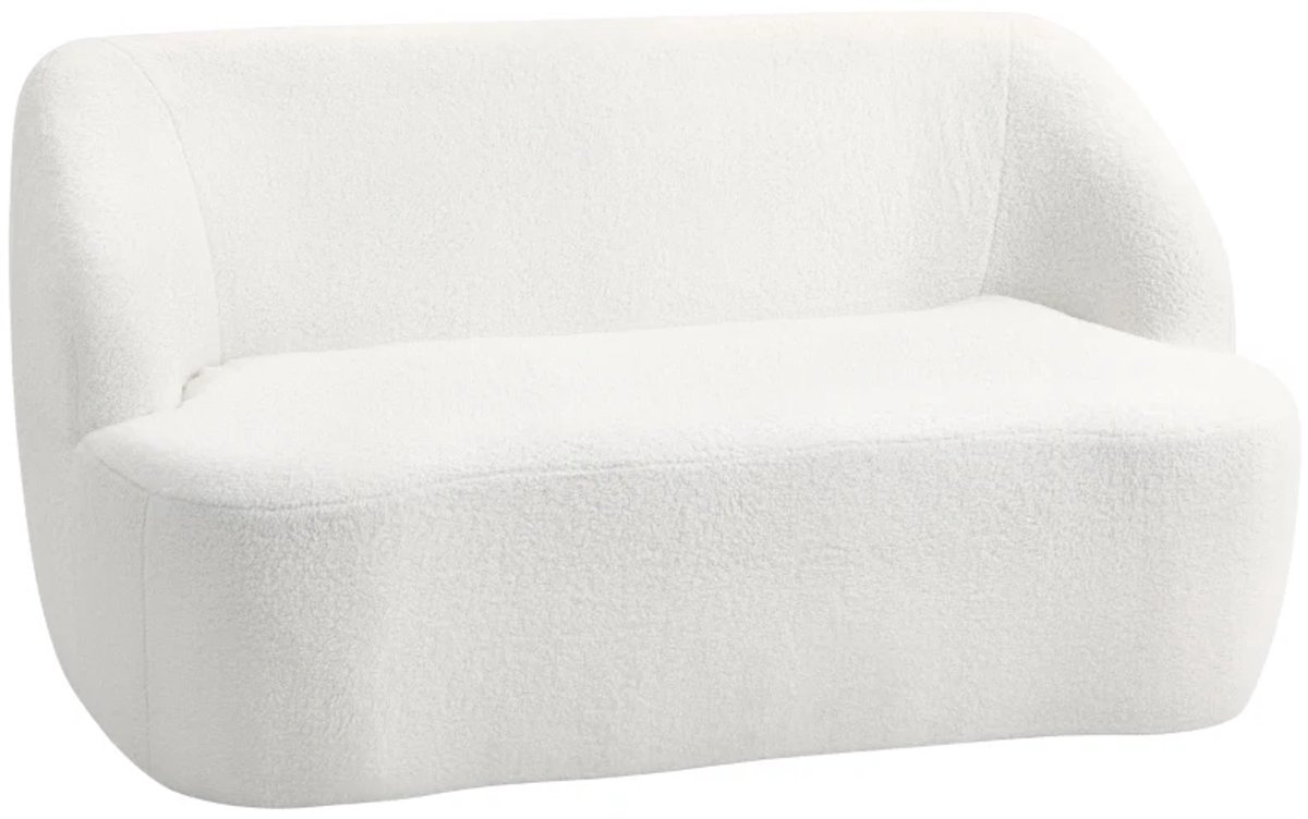 2-Zitsbanken - Gebogen Design - Gestoffeerde Bank - Fleece Hoes - Voor Woonkamer, Slaapkamer en Thuiskantoor - Crèmewit