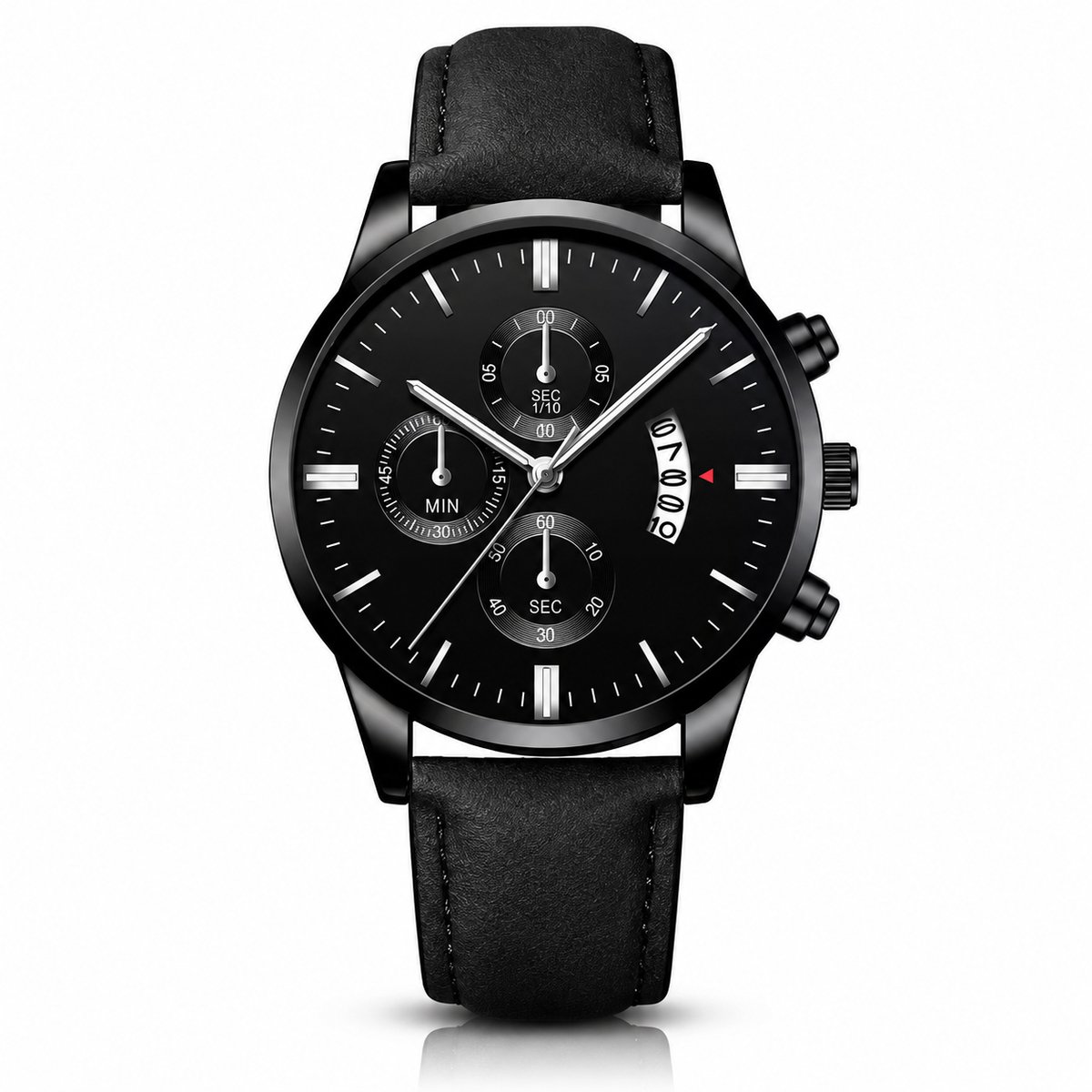 LGT JWLS Camden Zwart Zilverkleurig Herenhorloge met Zwarte Kast