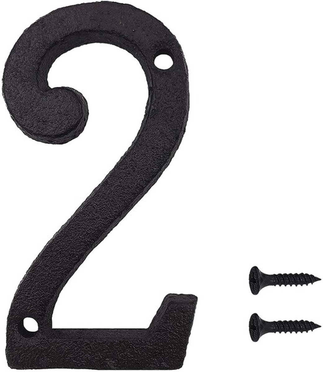 Cijfers Gietijzer - Zwart - Retro Metaalsignage - Huisnummer - 7,5 cm Hoogte - Duurzaam - Eenvoudig te Installeren