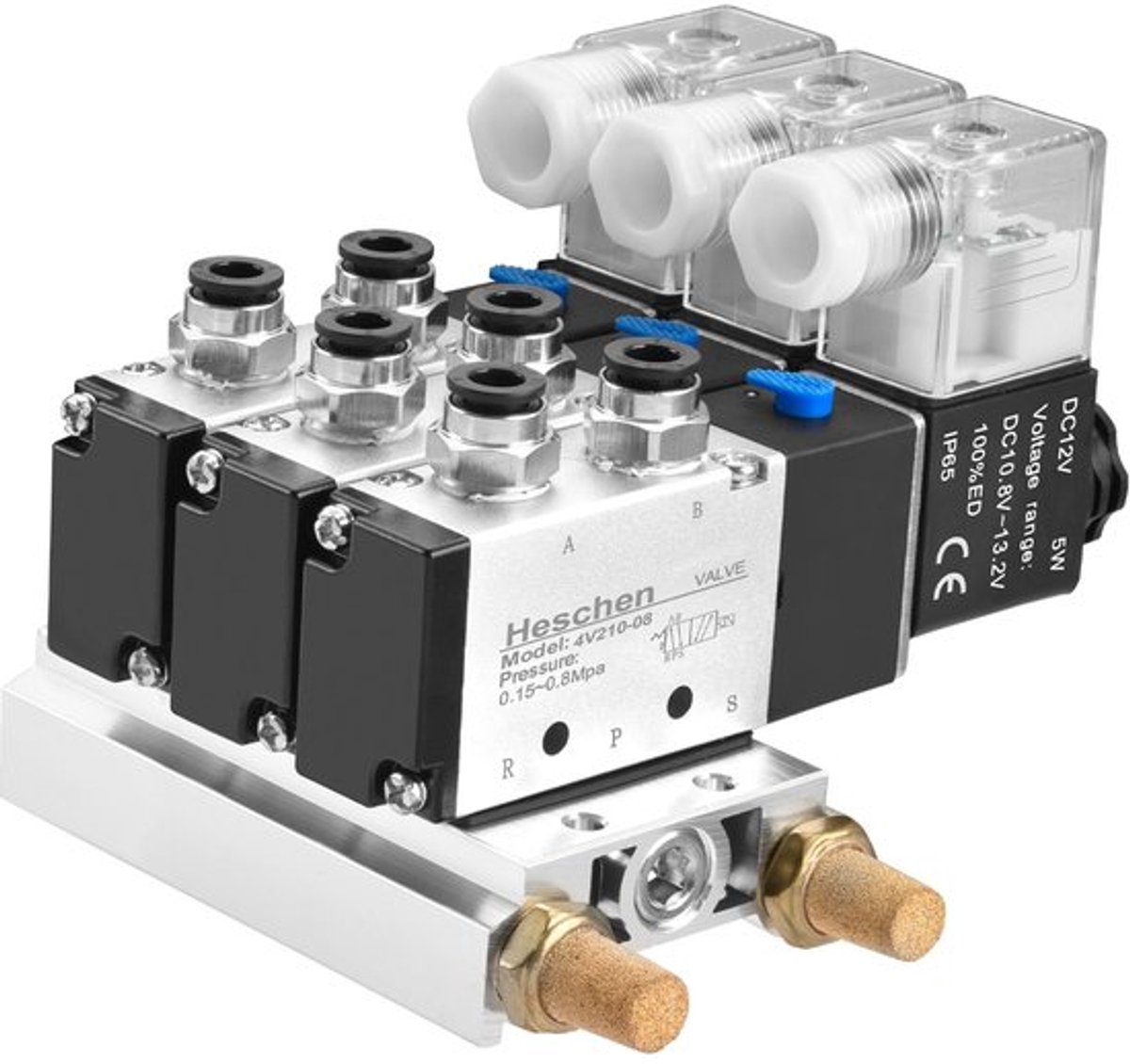 - Pneumatische Solenoidklep - 5/2 Weg - Aluminium - 4V210-08 DC 12V - Multifunctioneel - Geschikt voor diverse toepassingen - Compact mod