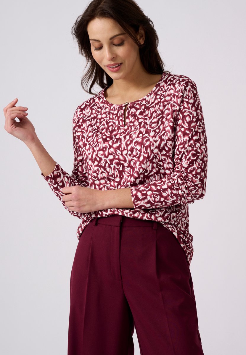 Damart - T-shirt van warme peachskin-achtige tricot - Dames - Rood - L