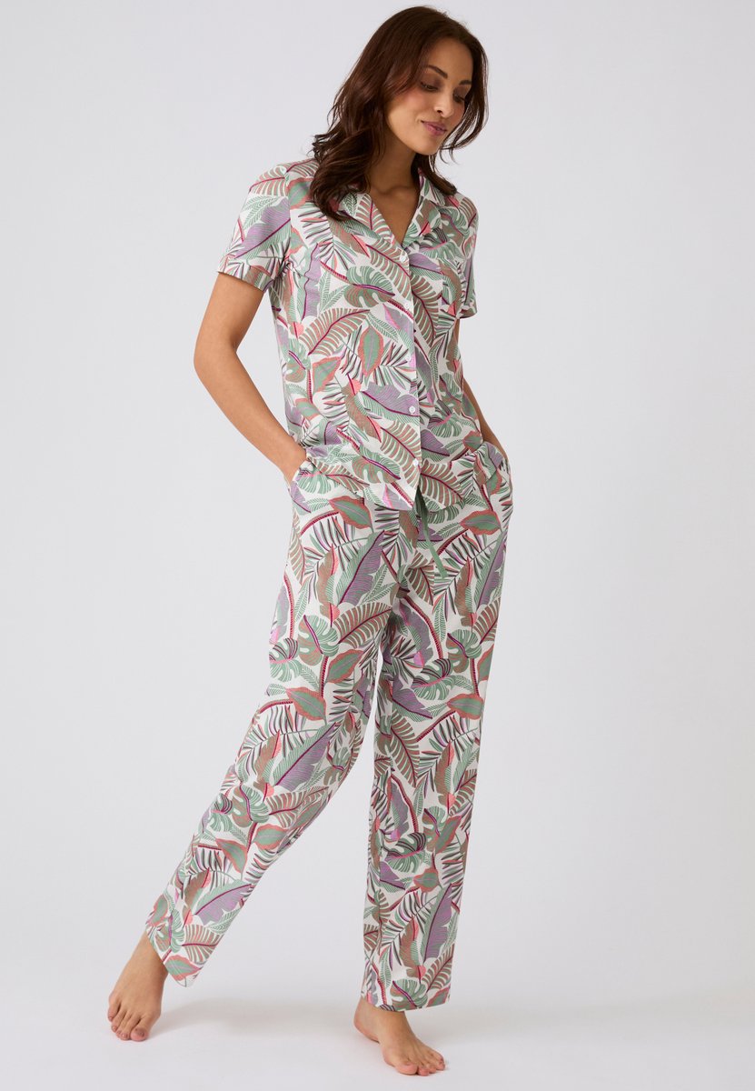 Damart Pyjamashirt van 100% gekamd katoen - Dames - Beige - 38-40 (S)