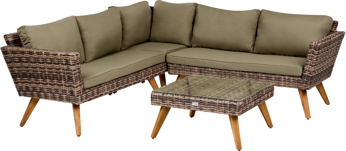 VITTORIA - Loungeset 5-zits - Olijfgroen - Rotan