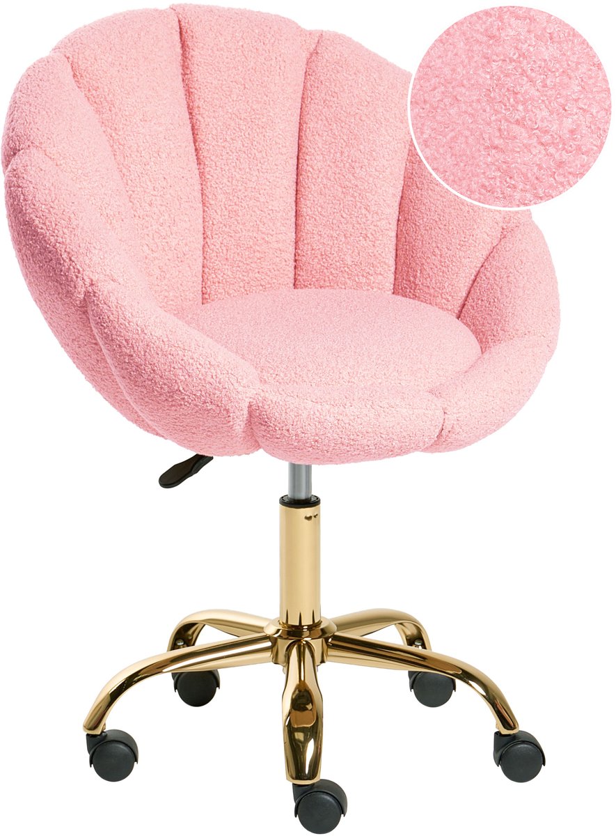 ANNABELLE - Bureaustoel - Roze - Bouclé