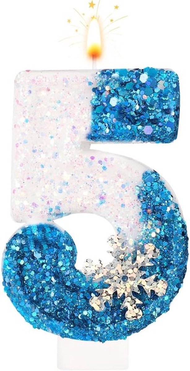 Cijferkaarsen Wit/Blauw - Taartdecoraties - Verjaardag/Bruiloft - Feestartikelen - Wax - 7,2x4,2x1cm - Taartkaarsen
