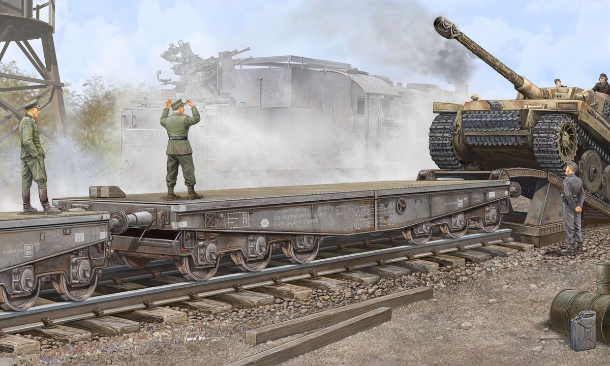 Trumpeter Modelbouwpakket Militaire voertuigen - 00221 Schwere Plattformwagen Type SSyms 80 WWII - Duitse Zware Spoorwagon Plastic - 1:35 - Modelbouw