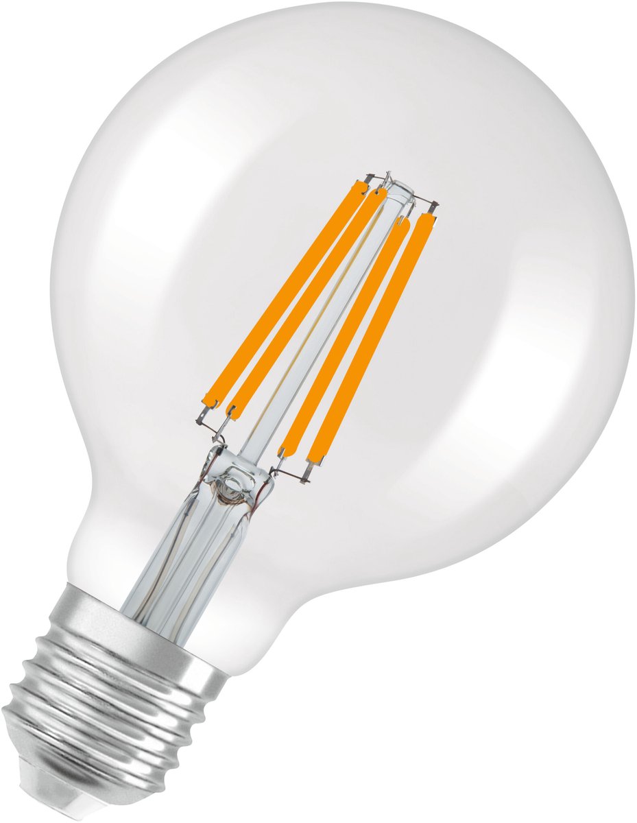 OSRAM LED Superstar Globe 95 60 Filament DIM in bolvorm, LED-lamp, loodvrij glas, helder, 5,9 W, (ex 60 W), 806 lm, warm wit, 2700 K, dimbaar, 25000 u, CRI 80
