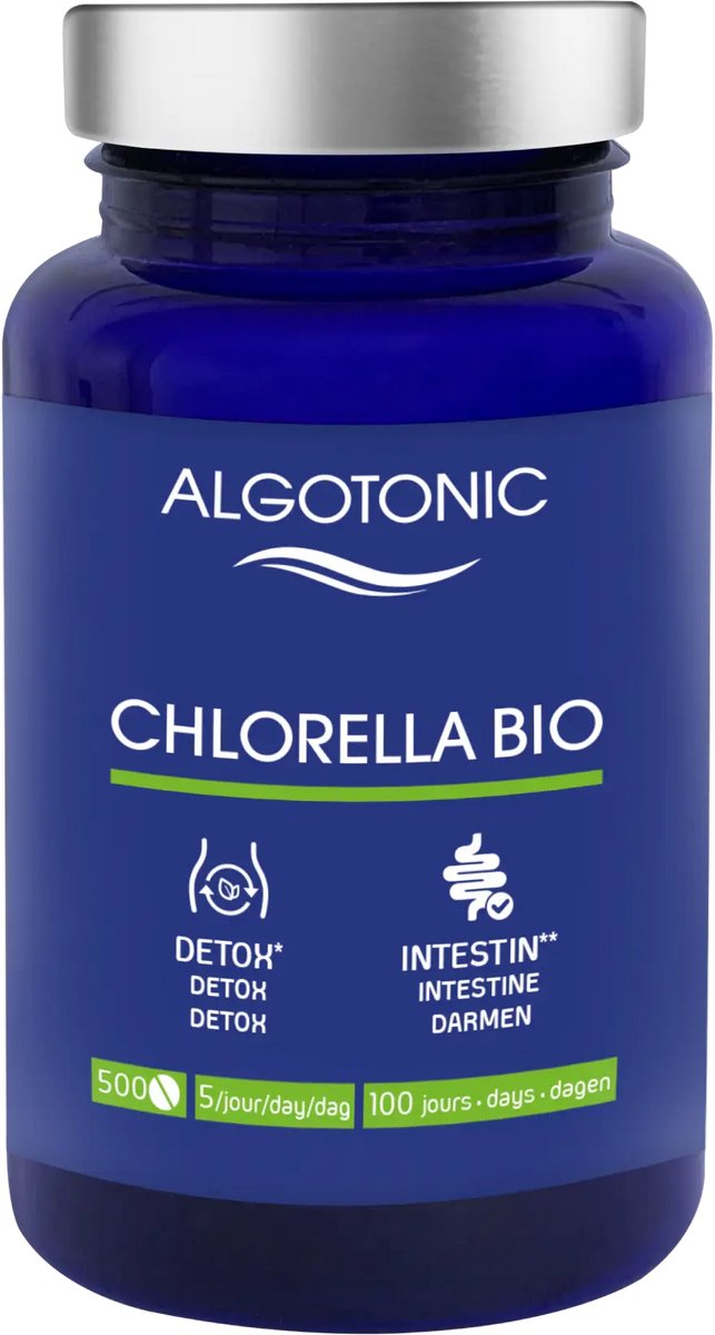 100% Pure Biologische Chlorella Tabletten - 500 Stuks - 100 Dagen Kuur - Voedingssupplement - Rijk aan Vitaminen