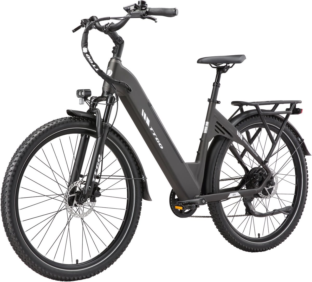 TTGO C5 E-bike - 25 km/u - 27.5inch - 90km actieradius - 250W motor - 48V 13.5Ah accu - 70NM - grijs