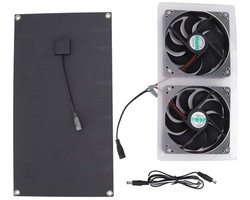 fan-100W ventilatorenset op zonne-energie, dubbele ventilator, IP67 waterdicht, laag geluidsniveau, breed toepassingsgebied, geschikt voor dierenverblijven.