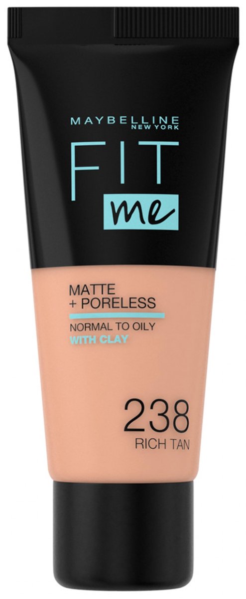 Bol.com Maybelline New York - Fit Me Matte + Poreless Foundation - 238 Rich Tan - Medium Dekkende Foundation met Matte Finish vo... aanbieding