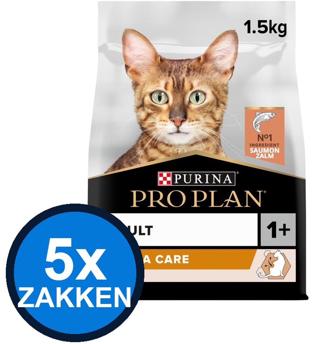 5x Pro Plan - Adult Elegant Derma Care Zalm - Kattenvoer Droogvoer - 1.5 kg