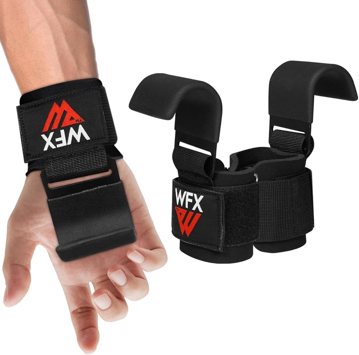 Gewichtheffen Haken - Rubber Coating - Antislip Handgrepen - Verstelbare Polsvulling - Voor Krachttraining