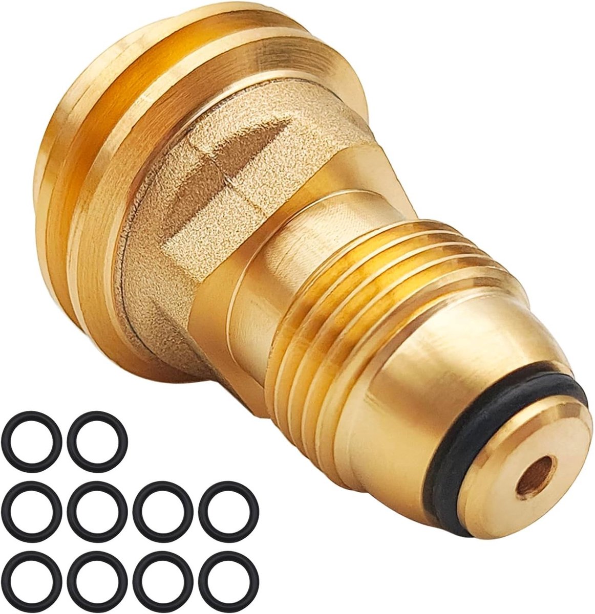 1 Stuk POL naar QCC1 Propaan Tank Adapter met 10 Propaan Tank O-Ringen, Converteert POL LP