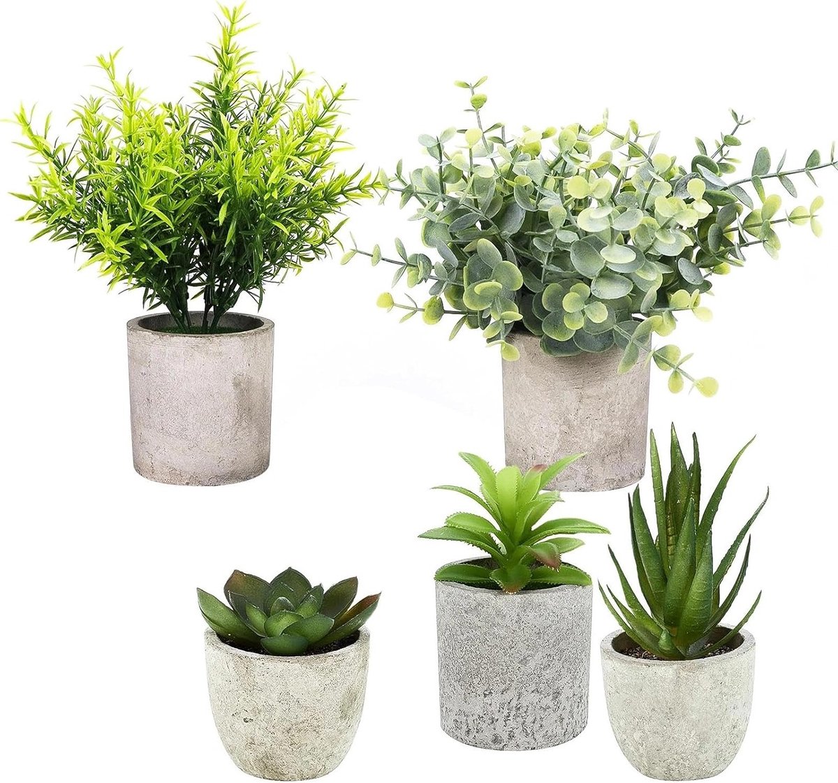 5 Stuks Decoratieve Planten - Realistische Kunstplanten voor Slaapkamer, Woonkamer en Kant