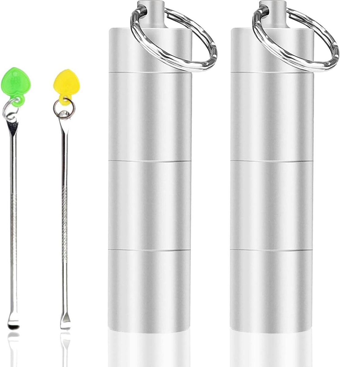 Draagbare pillendoos met 3 compartimenten, metalen organizer voor medicijnen, ideaal voor reizen en dagelijks gebruik met lepel (Zilver)