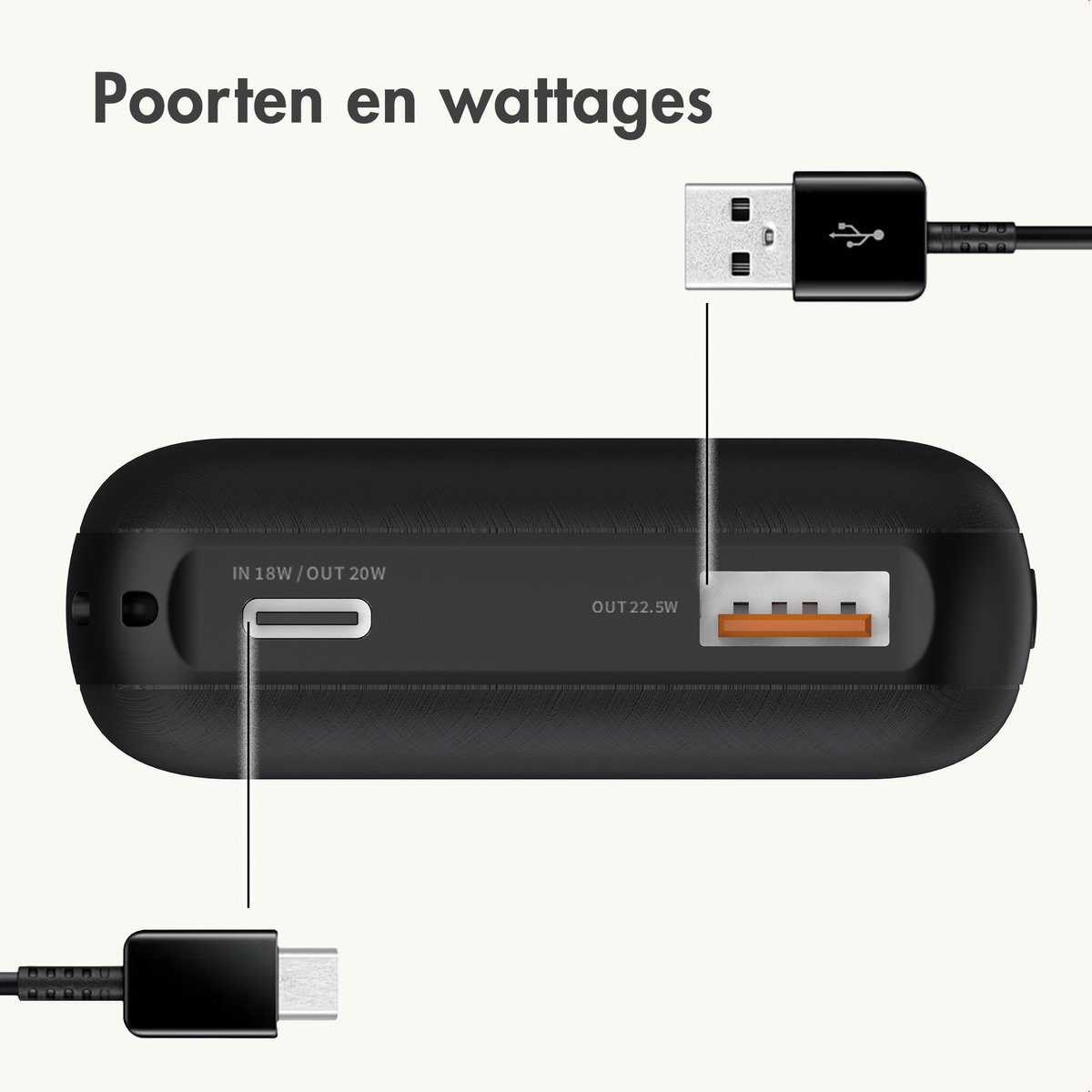 imoshion® Ultra Compacte Powerbank 10.000 mAh - 22.5W Snellader - USB C / USB A - LED Display - Mini Powerbanks - Universeel — cadeau in Telefoon & Tablet - foto 8