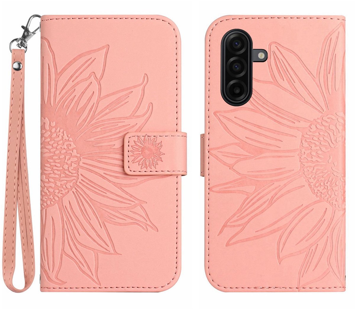 Coverup Hoesje - Geschikt voor Samsung Galaxy A27 Hoesje - Coverup Zonnebloem Book Case met Koord - Roze