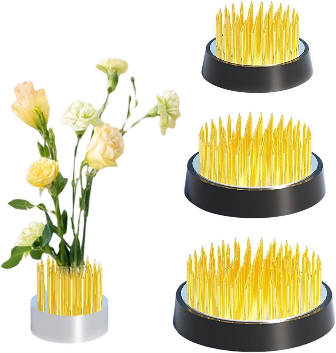 Set van 4 Bloemhouders met Rubberen Dichtingen, Ideaal voor Theekamers en Bloemstukken