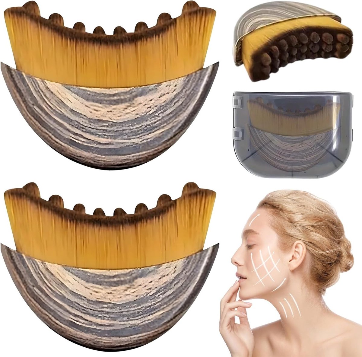 Set van 2 Lymfedrainage Gezichtsborstels voor Gezichtscontour, Perfect voor Dagelijkse Huidverzorging en Massages
