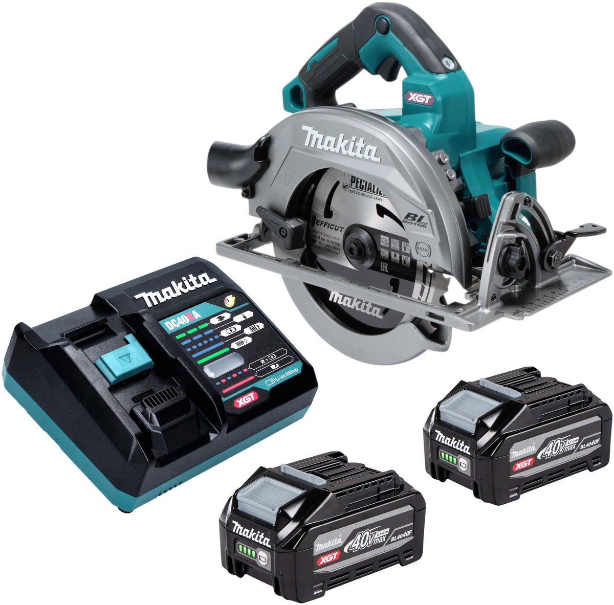 Makita HS 003 GU201 accu-handcirkelzaag 40 V max. 190 mm borstelloos + 2x accu 4,0 Ah + oplader