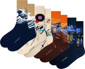 Kunst sokken - Signature Selection 4-Pack: Edvard Munch, Katsushika Hokusai, Wassily Kandinsky, Vincent van Gogh - Sokken Heren 41 46 - Biologisch Katoenen Sokken - funny socks happy - Vrolijke Sokken - Grappige Sokken - Sokken Cadeau